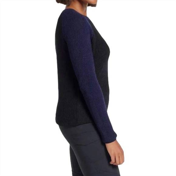 NEW ANATOMIE reilly cashmere colorblock sweater in navy/black - Picture 2 of 3